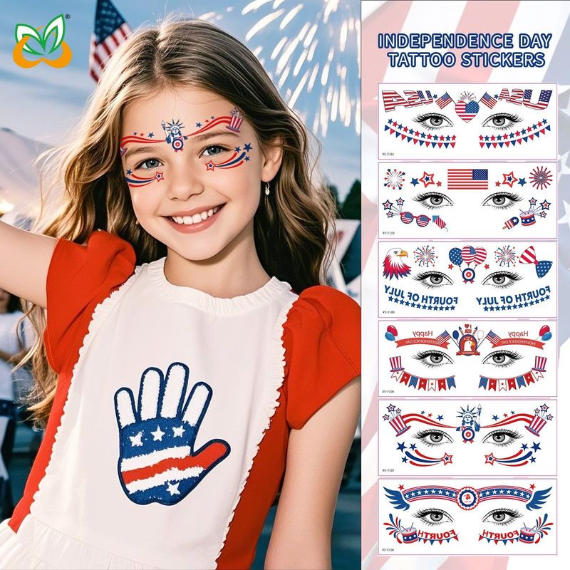 New American Flag Makeup Tattoo Sticker Independence Day Party Theme Painted Face Waterproof Tattoo Sticker Fashion