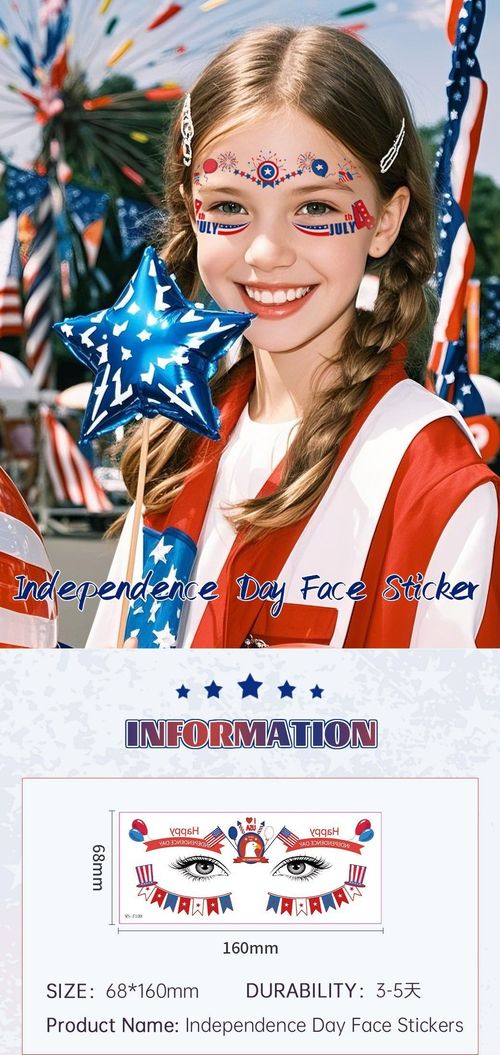 New American Flag Makeup Tattoo Sticker Independence Day Party Theme Painted Face Waterproof Tattoo Sticker Fashion