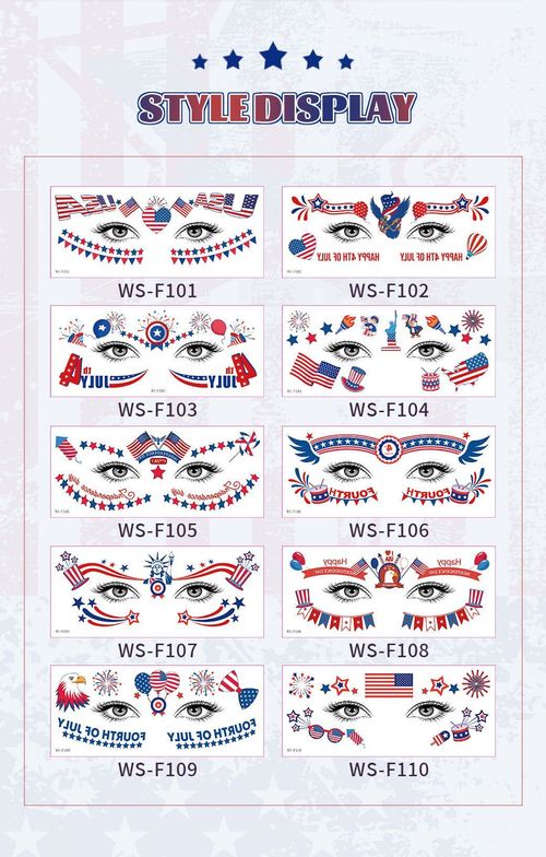 New American Flag Makeup Tattoo Sticker Independence Day Party Theme Painted Face Waterproof Tattoo Sticker Fashion