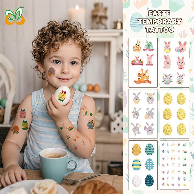 New Children Easter Tattoo Sticker Rabbit Egg Holiday Party Disposable Tattoo Sticker  Fashion