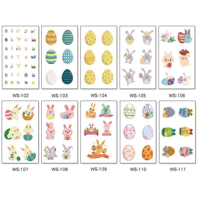 New Children Easter Tattoo Sticker Rabbit Egg Holiday Party Disposable Tattoo Sticker  Fashion