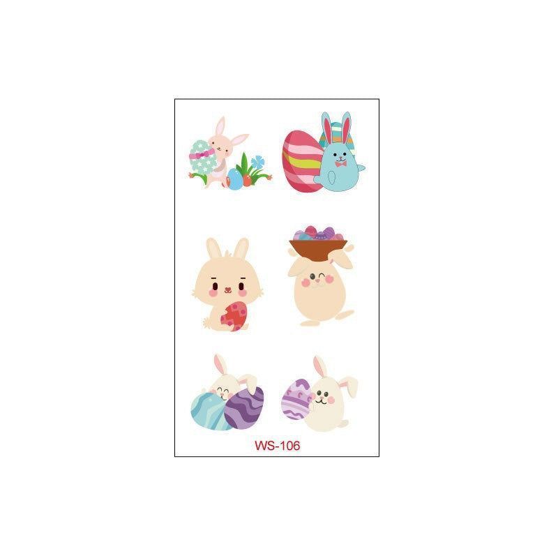 New Children Easter Tattoo Sticker Rabbit Egg Holiday Party Disposable Tattoo Sticker  Fashion