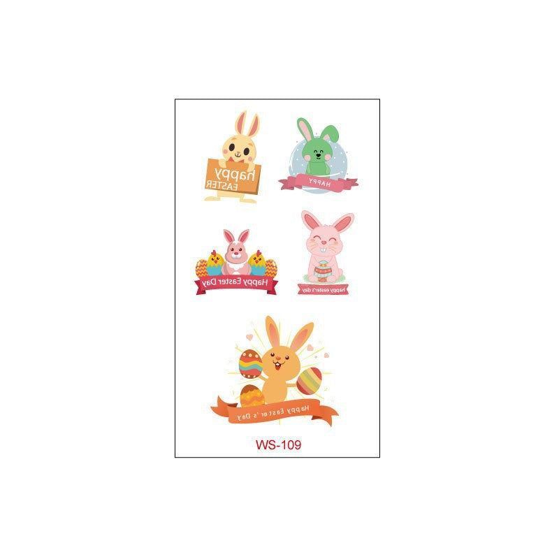 New Children Easter Tattoo Sticker Rabbit Egg Holiday Party Disposable Tattoo Sticker  Fashion