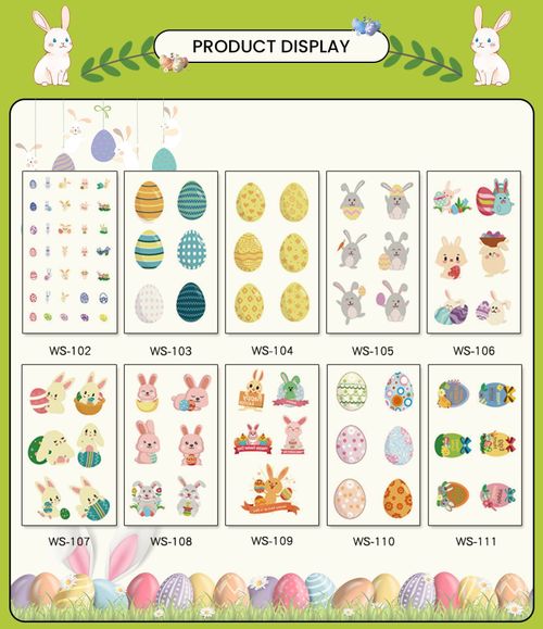 New Children Easter Tattoo Sticker Rabbit Egg Holiday Party Disposable Tattoo Sticker  Fashion