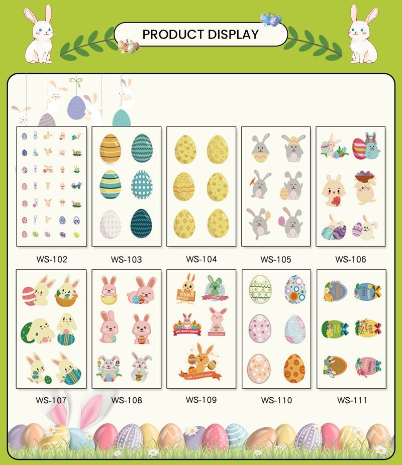 New Children Easter Tattoo Sticker Rabbit Egg Holiday Party Disposable Tattoo Sticker  Fashion