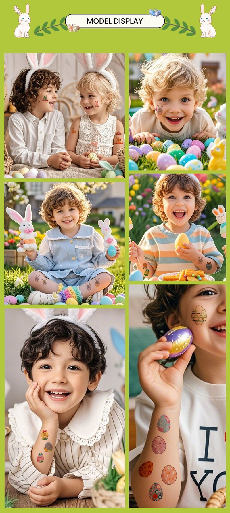 New Children Easter Tattoo Sticker Rabbit Egg Holiday Party Disposable Tattoo Sticker  Fashion