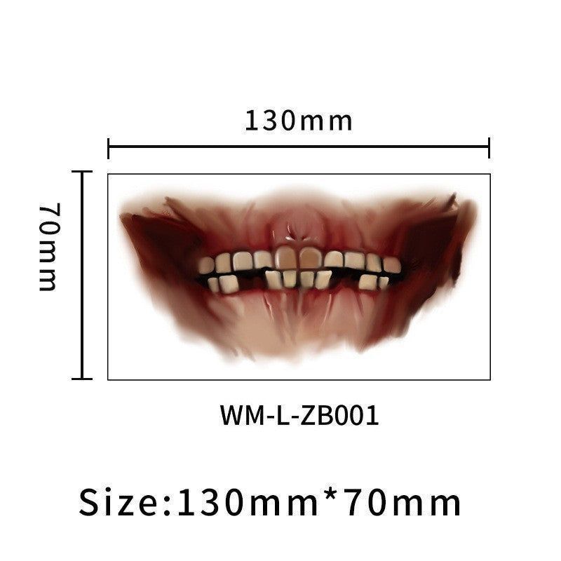 New In Stock Halloween Horror Party Mouth Tattoo Sticker Thriller Lip DIY Decoration Makeup Props Tattoo