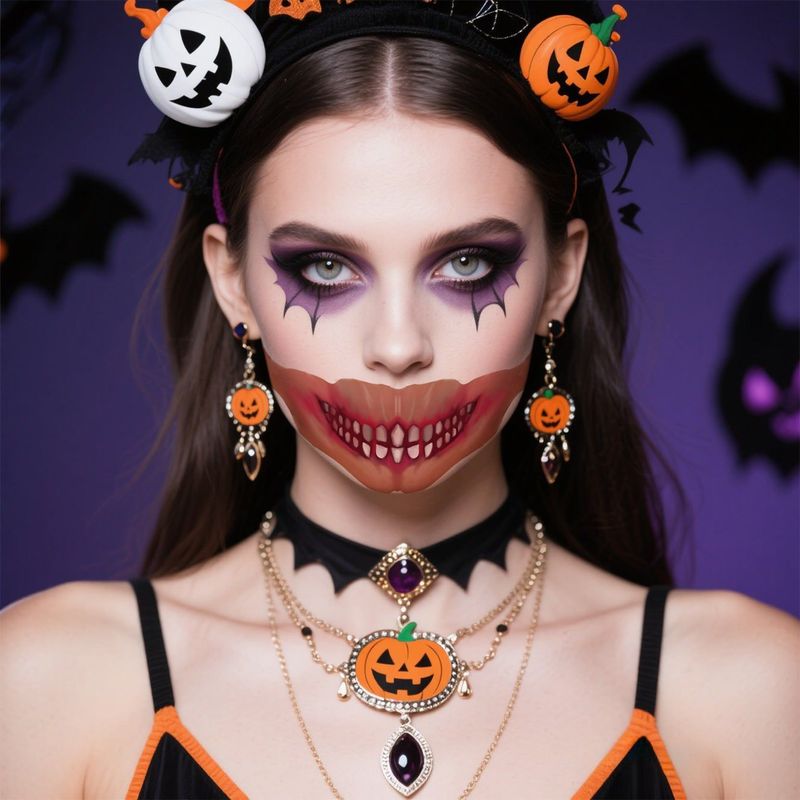 New In Stock Halloween Horror Party Mouth Tattoo Sticker Thriller Lip DIY Decoration Makeup Props Tattoo