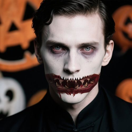 New In Stock Halloween Horror Party Mouth Tattoo Sticker Thriller Lip DIY Decoration Makeup Props Tattoo