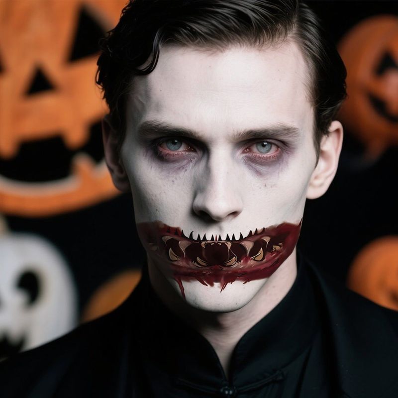 New In Stock Halloween Horror Party Mouth Tattoo Sticker Thriller Lip DIY Decoration Makeup Props Tattoo