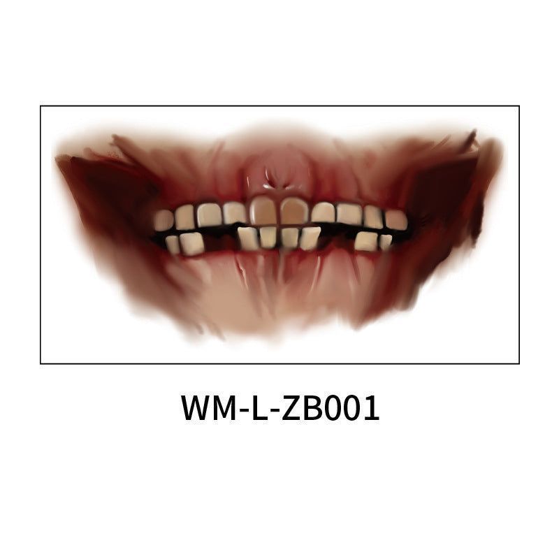 New In Stock Halloween Horror Party Mouth Tattoo Sticker Thriller Lip DIY Decoration Makeup Props Tattoo