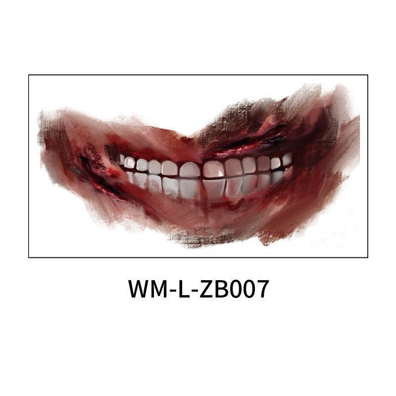 New In Stock Halloween Horror Party Mouth Tattoo Sticker Thriller Lip DIY Decoration Makeup Props Tattoo