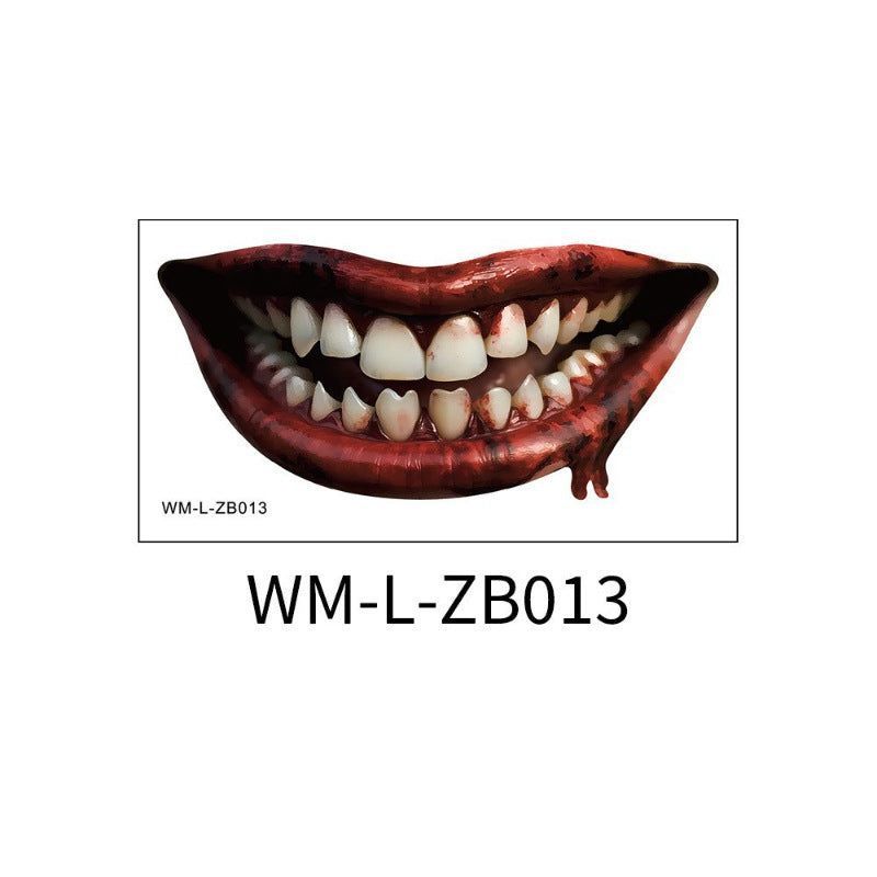 New In Stock Halloween Horror Party Mouth Tattoo Sticker Thriller Lip DIY Decoration Makeup Props Tattoo