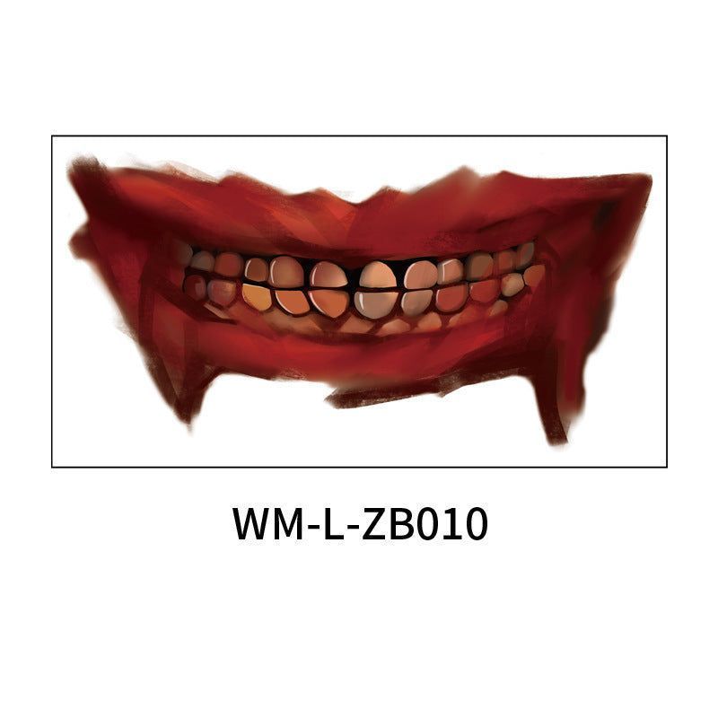 New In Stock Halloween Horror Party Mouth Tattoo Sticker Thriller Lip DIY Decoration Makeup Props Tattoo