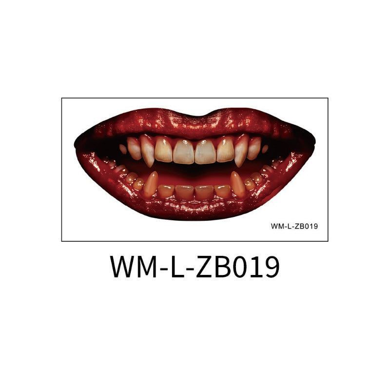 New In Stock Halloween Horror Party Mouth Tattoo Sticker Thriller Lip DIY Decoration Makeup Props Tattoo