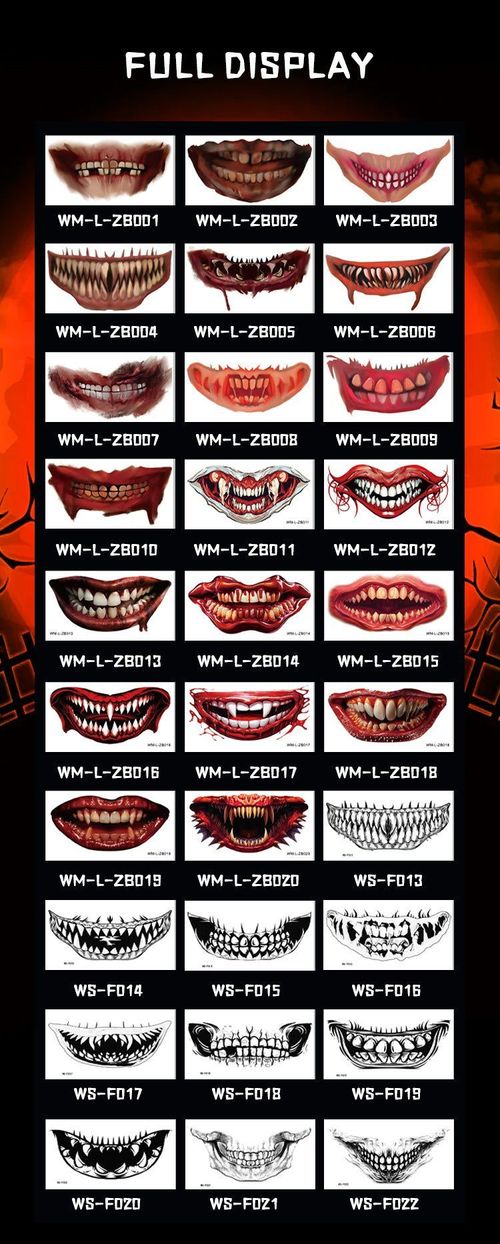 New In Stock Halloween Horror Party Mouth Tattoo Sticker Thriller Lip DIY Decoration Makeup Props Tattoo