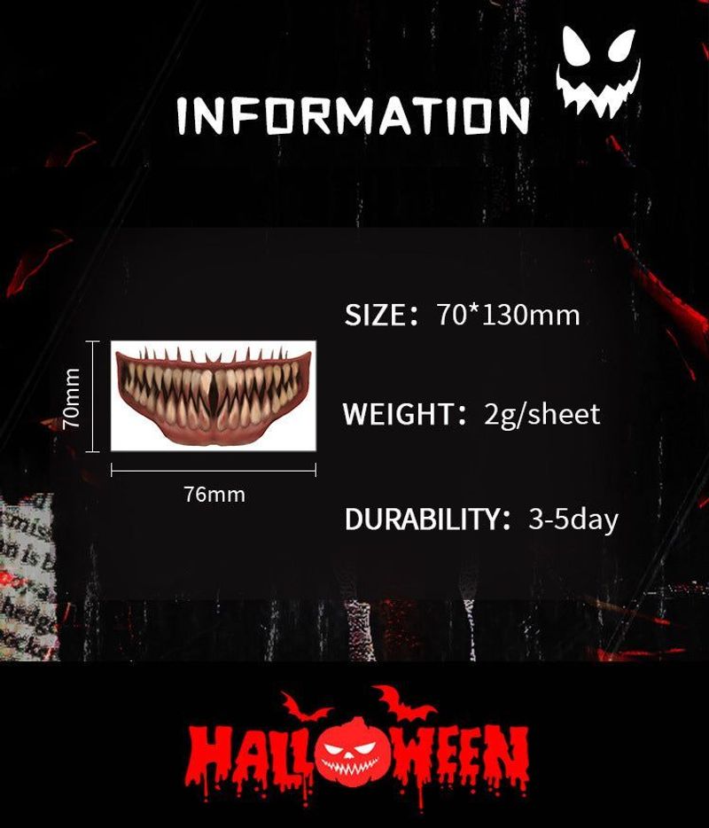 New In Stock Halloween Horror Party Mouth Tattoo Sticker Thriller Lip DIY Decoration Makeup Props Tattoo