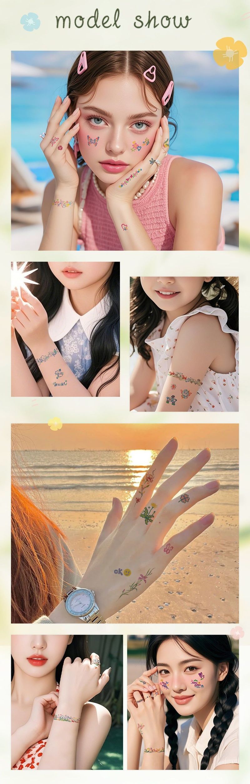 Explosive Small Fresh Adult Finger Tattoo Sticker Waterproof Cute Children's Bracelet Bracelet Scar Cover Tattoo Sticker Fashion