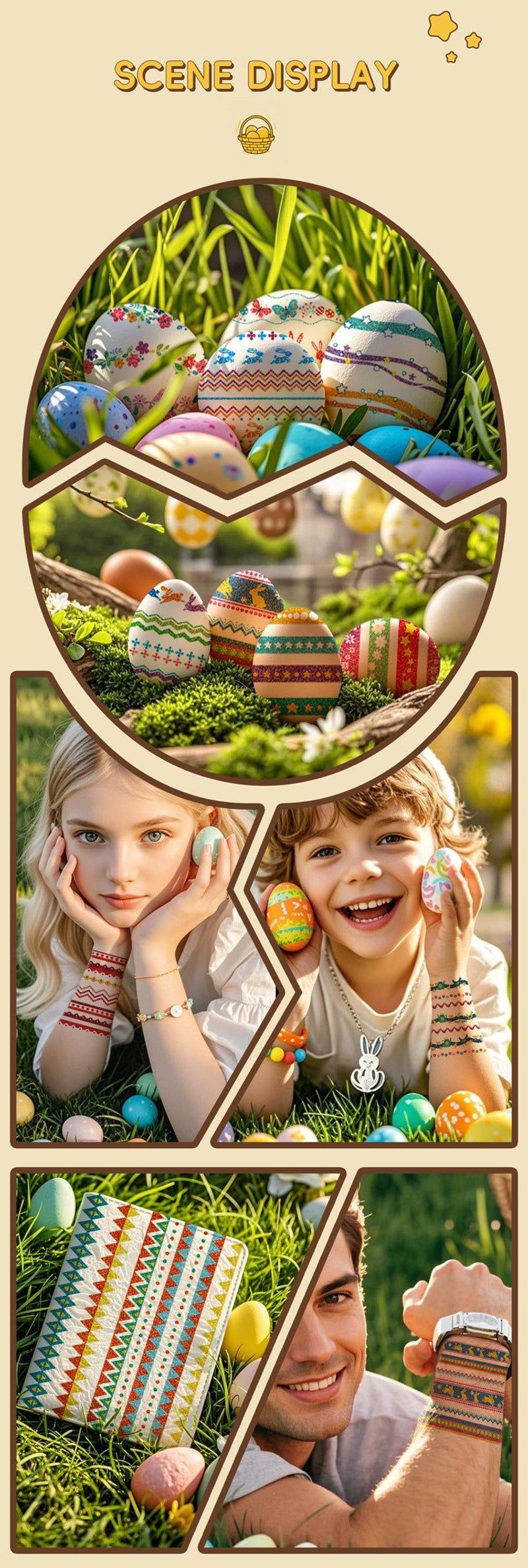 New Easter Glitter Tattoo Sticker Waterproof Children Adult Bracelet Tattoo Sticker Creative Rabbit Sticker   Fashion