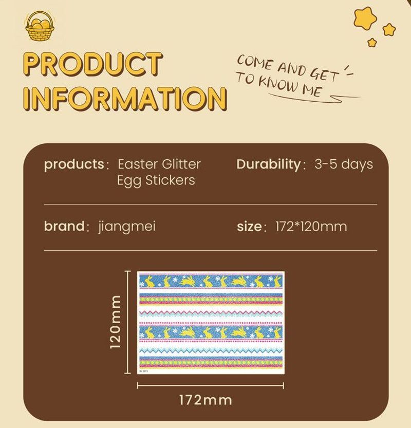 New Easter Glitter Tattoo Sticker Waterproof Children Adult Bracelet Tattoo Sticker Creative Rabbit Sticker   Fashion