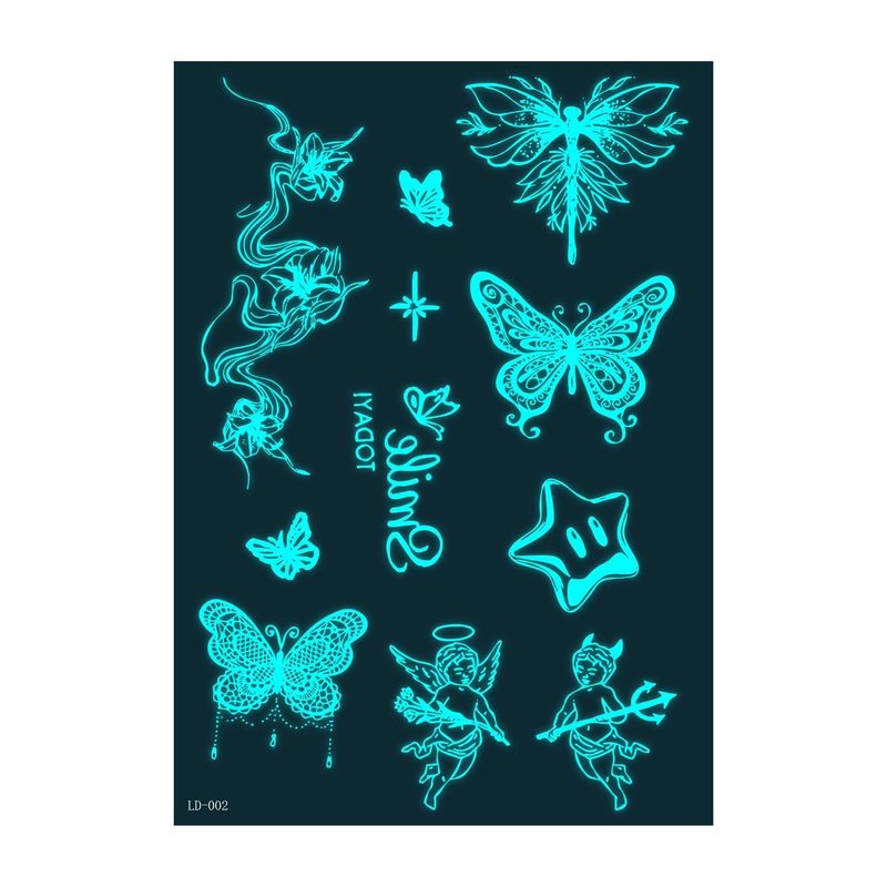 New Source Blue Luminous Henna Tattoo Temporary White Blue Luminous Tattoo Arm Waterproof Sticker  Night light