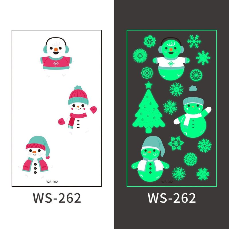 New Christmas Luminous Tattoo Stickers Children Cartoon Waterproof Sweat Party Holiday Green Luminous Stickers Night light