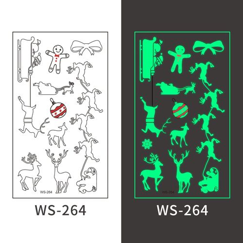 New Christmas Luminous Tattoo Stickers Children Cartoon Waterproof Sweat Party Holiday Green Luminous Stickers Night light
