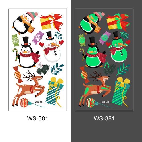 New Christmas Luminous Tattoo Stickers Children Cartoon Waterproof Sweat Party Holiday Green Luminous Stickers Night light