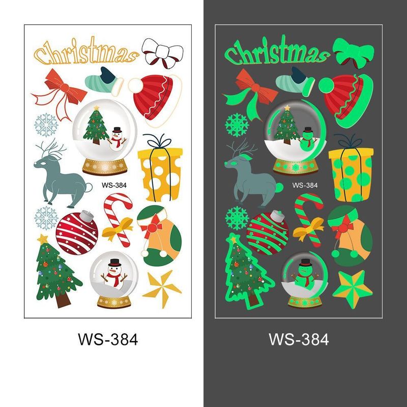 New Christmas Luminous Tattoo Stickers Children Cartoon Waterproof Sweat Party Holiday Green Luminous Stickers Night light