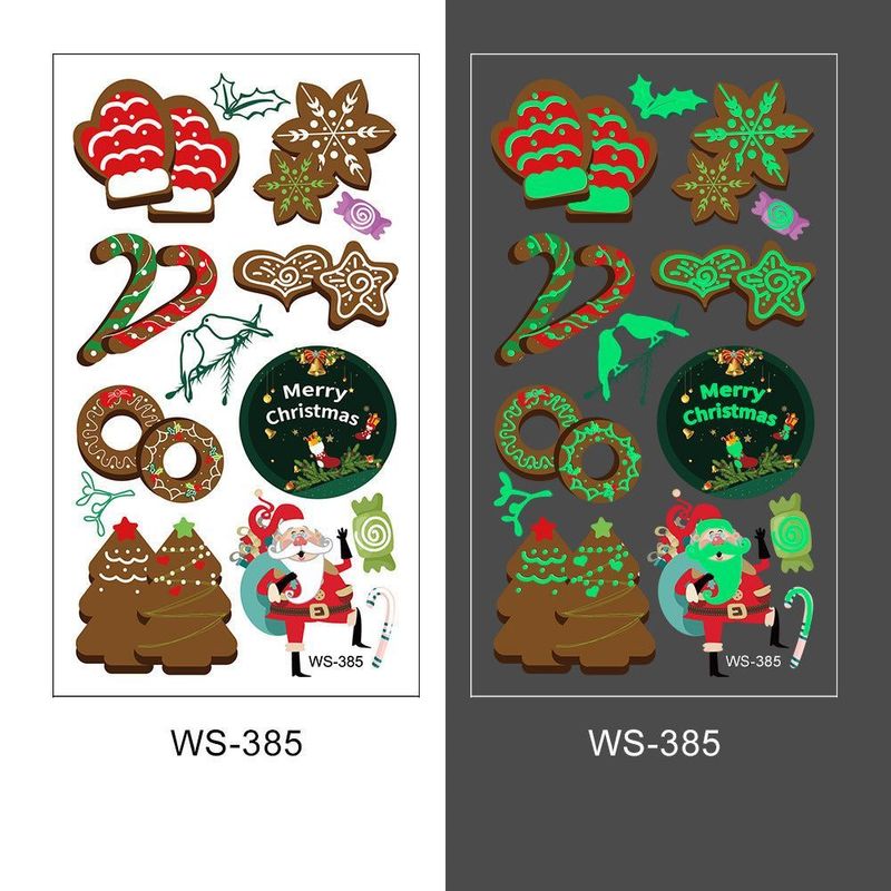 New Christmas Luminous Tattoo Stickers Children Cartoon Waterproof Sweat Party Holiday Green Luminous Stickers Night light