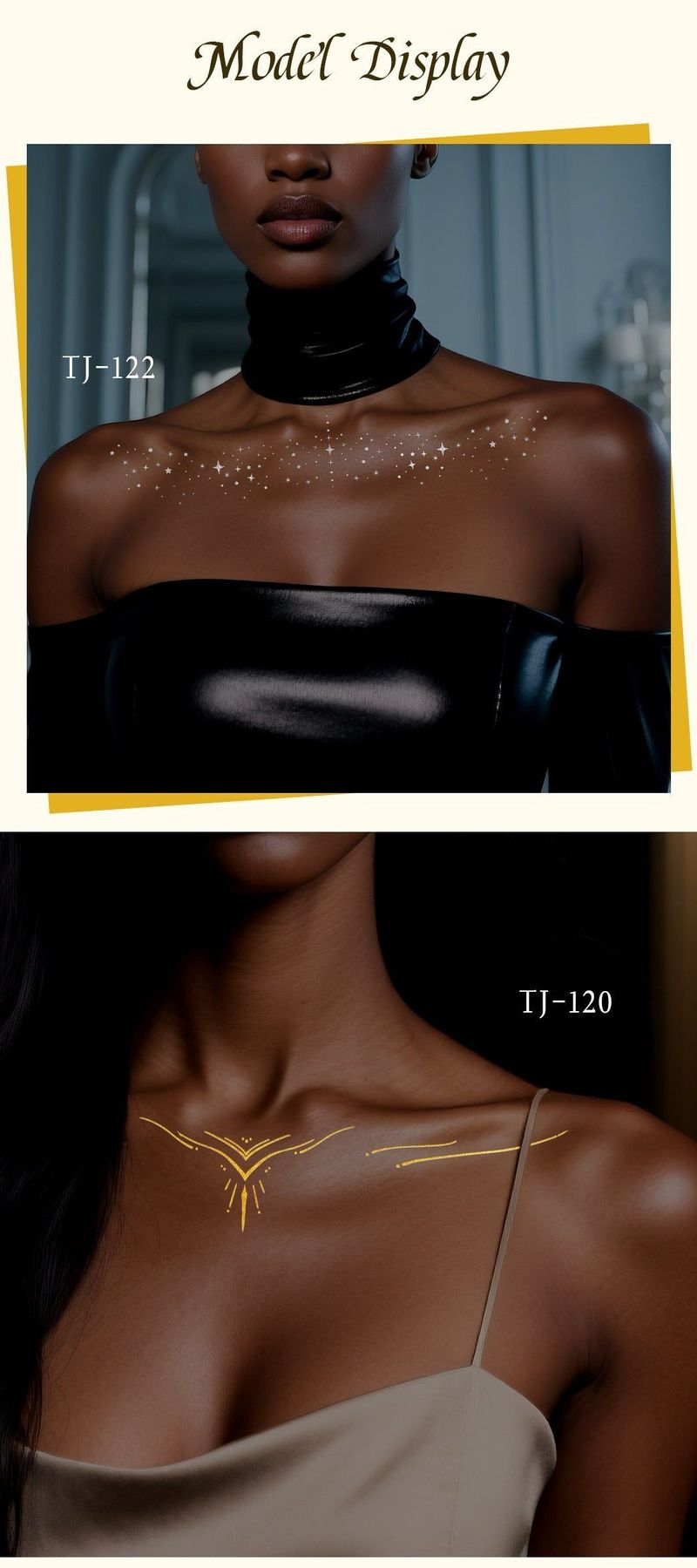 New Style Bronzing Silver Collarbone Freckles Stickers Waterproof Sweatproof European And American Collarbone Stickers Makeup Party Tattoo  Fashion