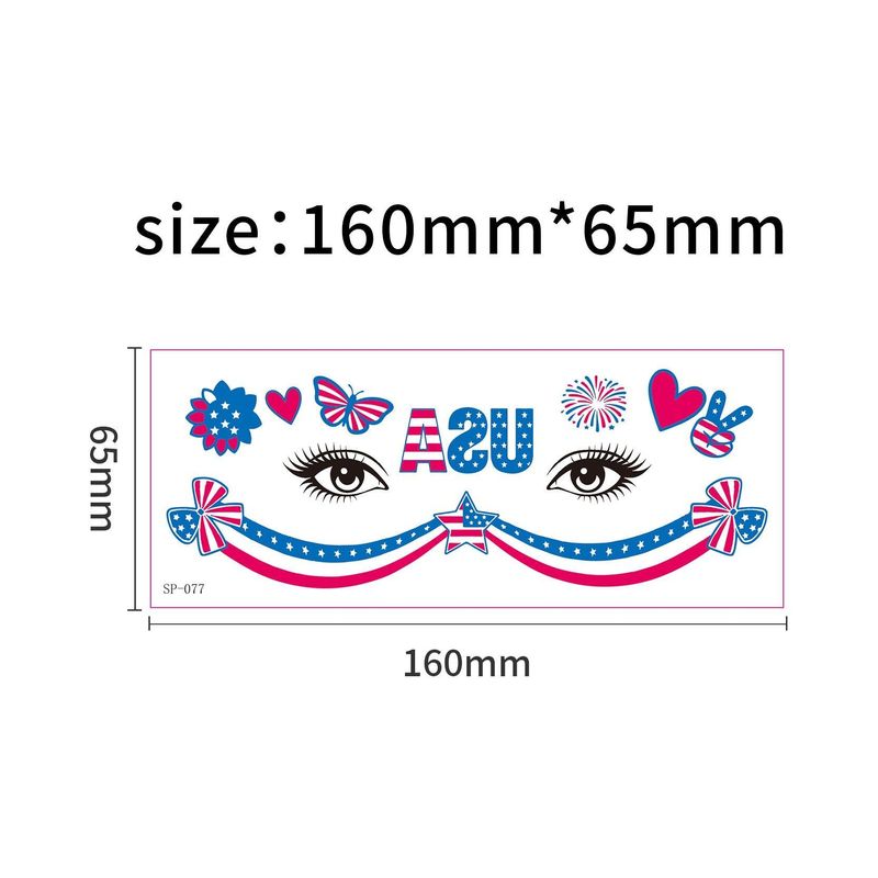 US Independence Day Face Sticker Waterproof Sweat Party Temporary Makeup Fluorescent Face Decorative Tattoo Sticker  Night light