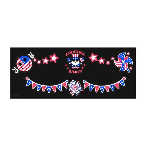 US Independence Day Face Sticker Waterproof Sweat Party Temporary Makeup Fluorescent Face Decorative Tattoo Sticker  Night light