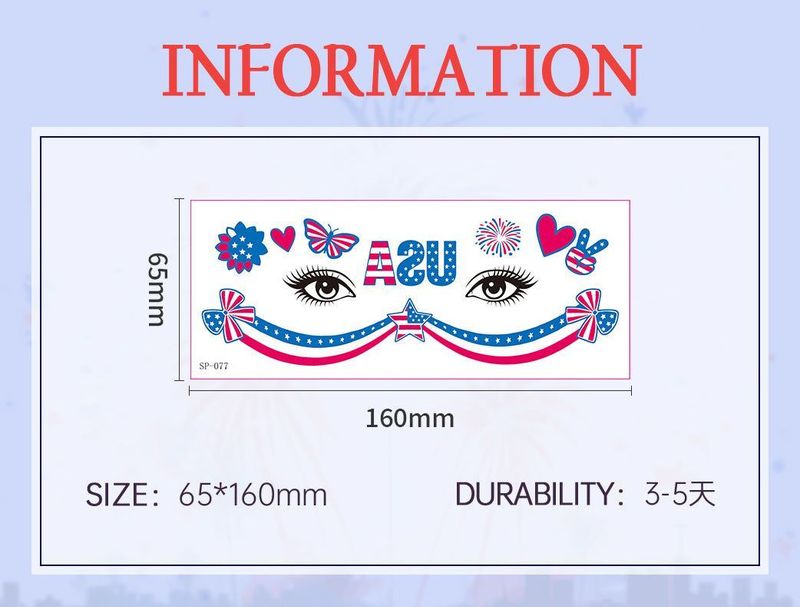US Independence Day Face Sticker Waterproof Sweat Party Temporary Makeup Fluorescent Face Decorative Tattoo Sticker  Night light