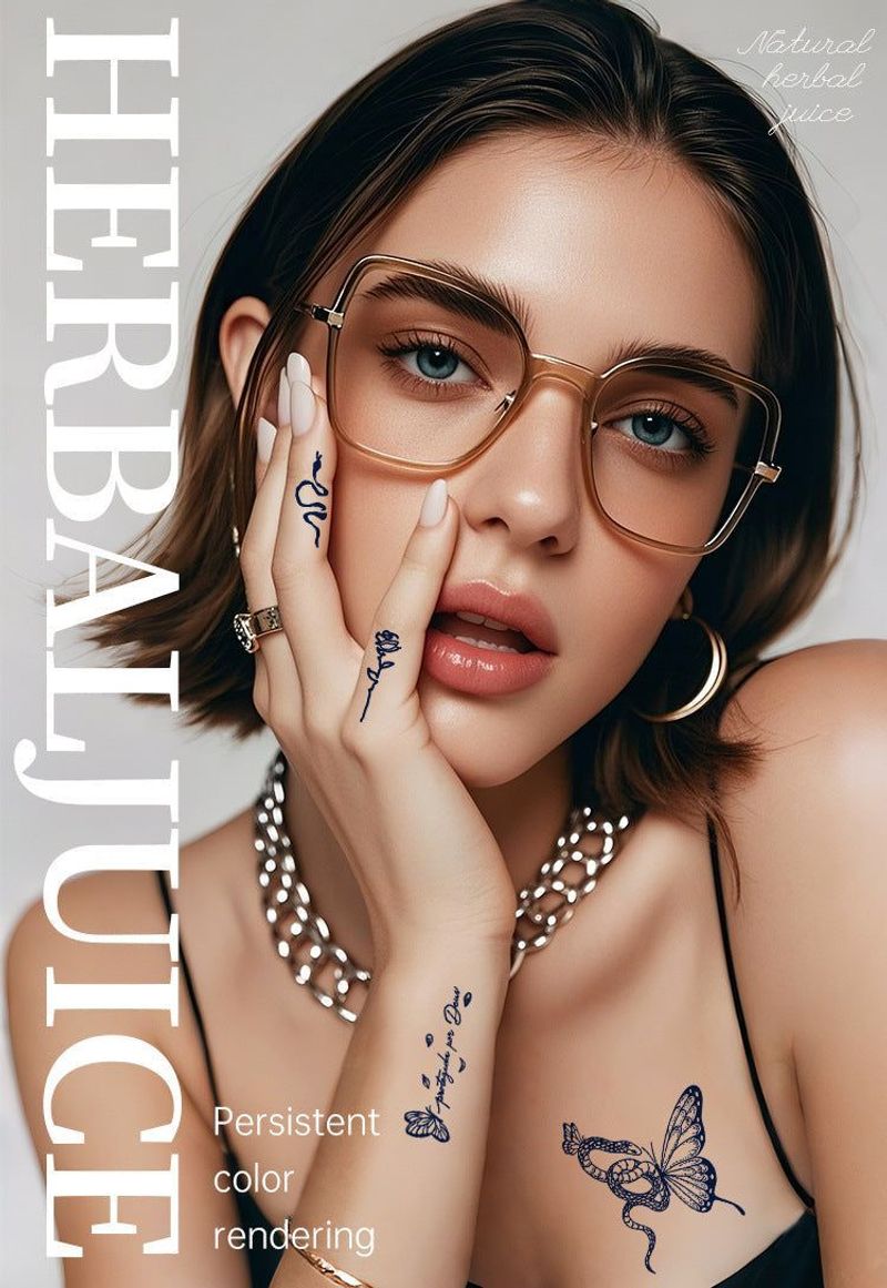 New Style Small Size Herbal Juice Tattoo Sticker Waterproof Semi-Permanent Trendy Men And Women Ins Style Tattoo Sticker  Fashion