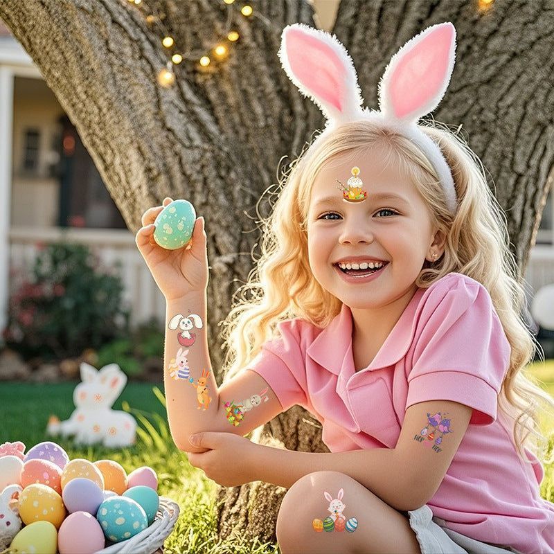 New Children's Cartoon Bunny Easter Tattoo Festivals Waterproof Disposable Decorative Sticker Fashion
