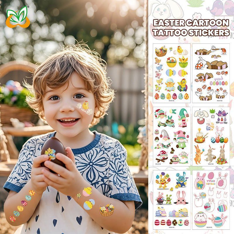 New Children's Cartoon Bunny Easter Tattoo Festivals Waterproof Disposable Decorative Sticker Fashion