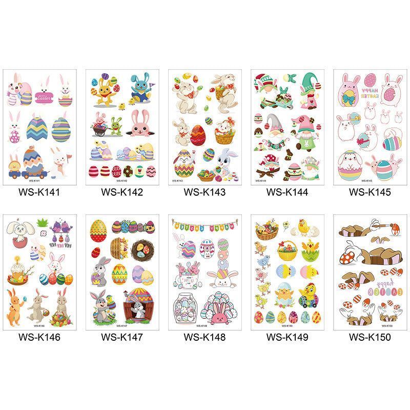 New Children's Cartoon Bunny Easter Tattoo Festivals Waterproof Disposable Decorative Sticker Fashion
