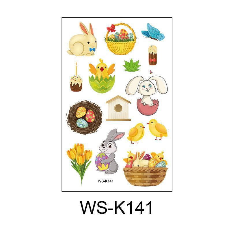 New Children's Cartoon Bunny Easter Tattoo Festivals Waterproof Disposable Decorative Sticker Fashion