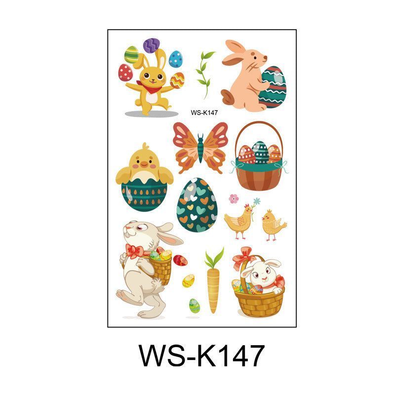 New Children's Cartoon Bunny Easter Tattoo Festivals Waterproof Disposable Decorative Sticker Fashion