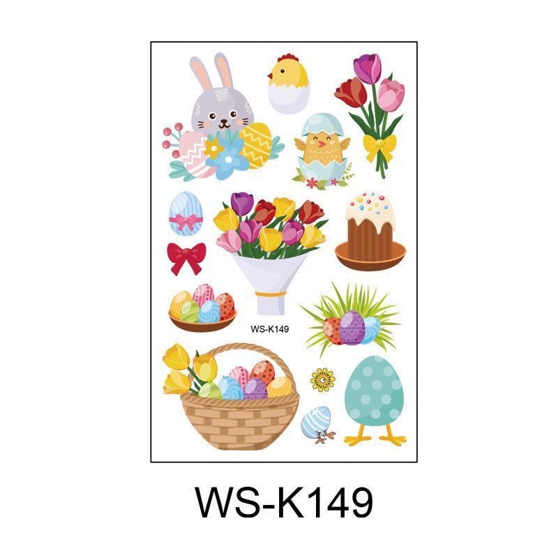 New Children's Cartoon Bunny Easter Tattoo Festivals Waterproof Disposable Decorative Sticker Fashion
