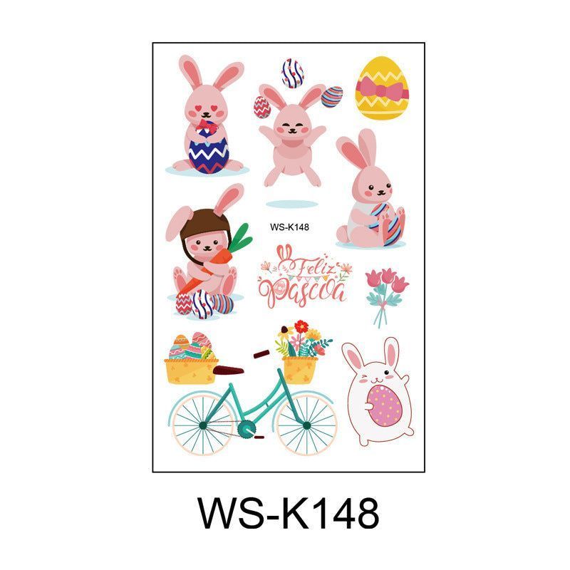 New Children's Cartoon Bunny Easter Tattoo Festivals Waterproof Disposable Decorative Sticker Fashion