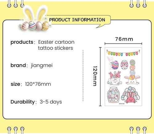 New Children's Cartoon Bunny Easter Tattoo Festivals Waterproof Disposable Decorative Sticker Fashion