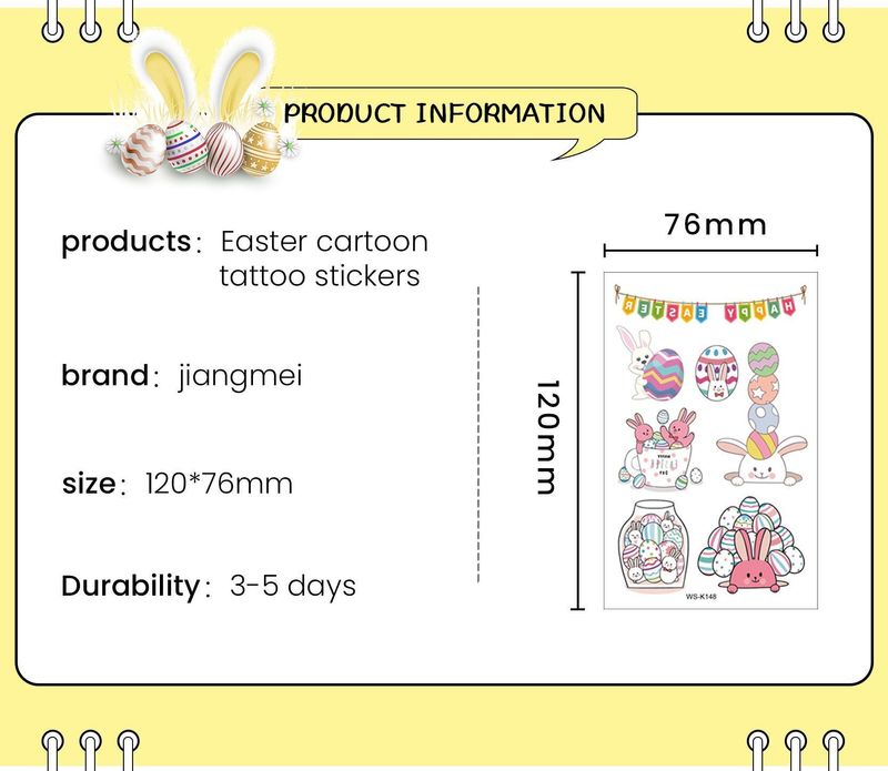 New Children's Cartoon Bunny Easter Tattoo Festivals Waterproof Disposable Decorative Sticker Fashion