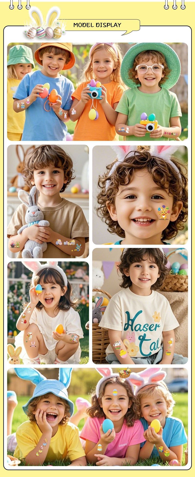 New Children's Cartoon Bunny Easter Tattoo Festivals Waterproof Disposable Decorative Sticker Fashion