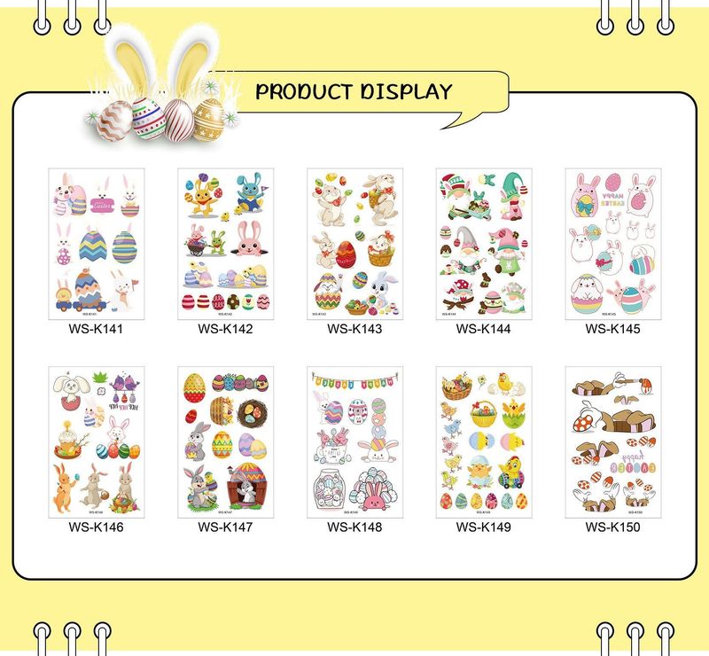 New Children's Cartoon Bunny Easter Tattoo Festivals Waterproof Disposable Decorative Sticker Fashion