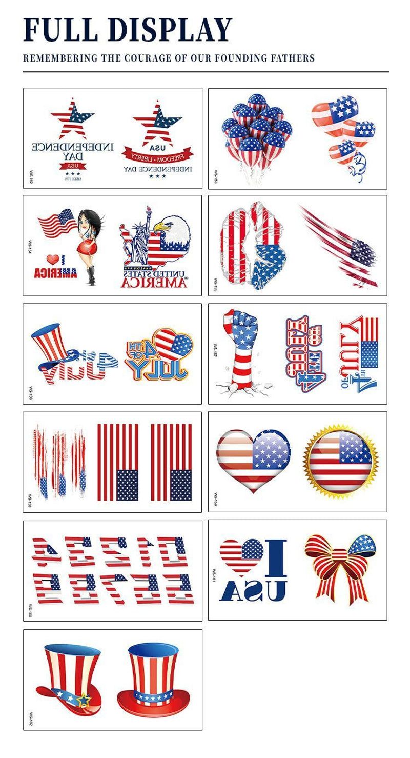 New American Flag Independence Day Tattoo Sticker Party Holiday Temporary Painted Party Waterproof Tattoo StickerFashion