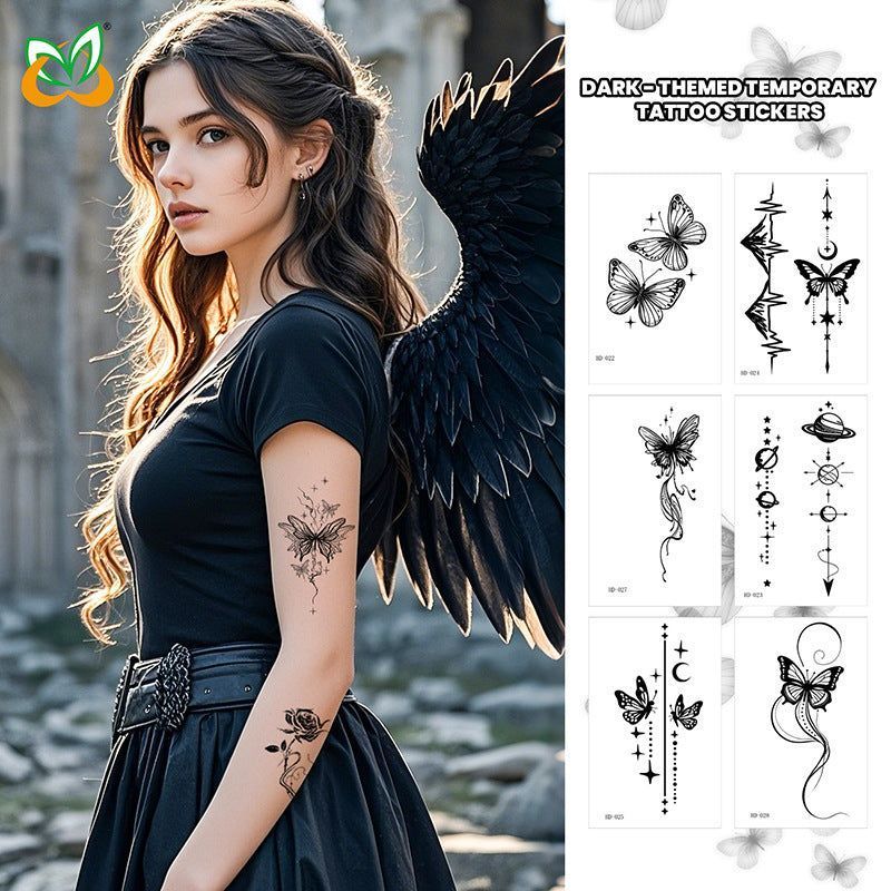 New Dark Series Butterfly Tattoo Sticker Sexy Half Sleeve Flower Arm Realistic High-Quality Tattoo StickerFashion