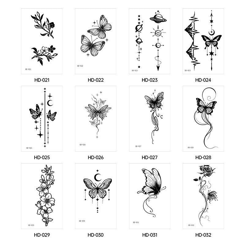 New Dark Series Butterfly Tattoo Sticker Sexy Half Sleeve Flower Arm Realistic High-Quality Tattoo StickerFashion