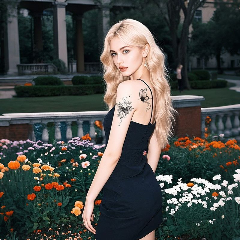 New Dark Series Butterfly Tattoo Sticker Sexy Half Sleeve Flower Arm Realistic High-Quality Tattoo StickerFashion
